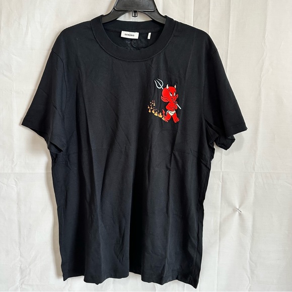 Sandro Mens Hot Stuff Little Devil Short Sleeve T-Shirt - Picture 2 of 7